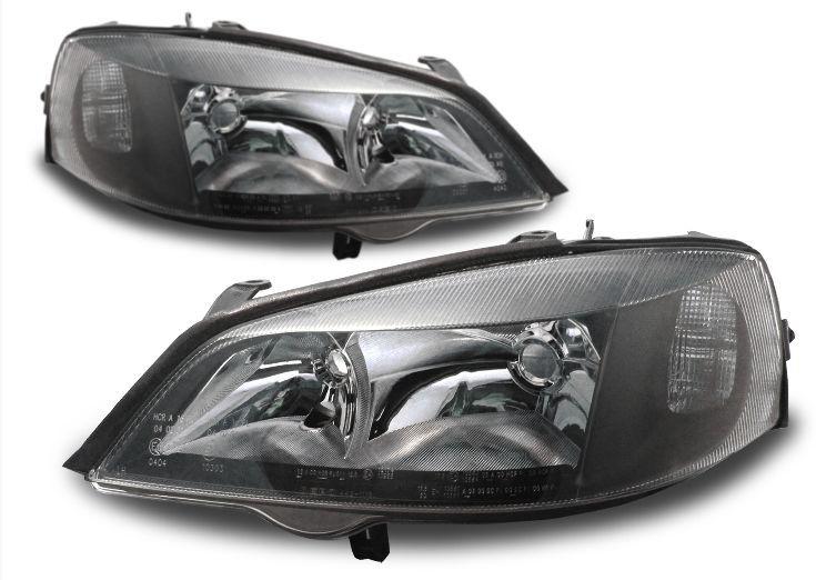 Vauxhall astra 98-04 g mk4 headlights black gsi smoked black pair