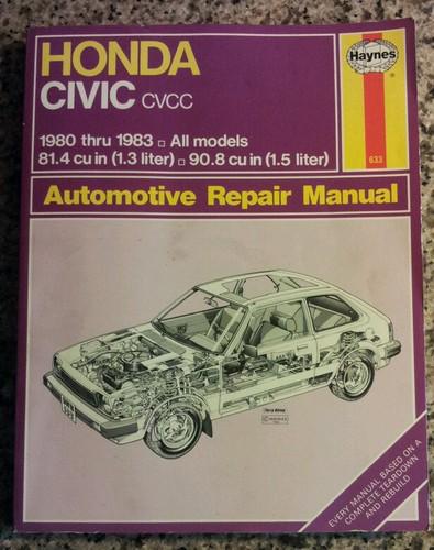 1980, 1981, 1982, 1983 honda civic auto repair manual by haynes,** 5.99 **