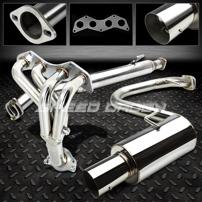 4" muffler tip catback cat back+header exhaust system 04-10 scion tc vvti 2az-fe