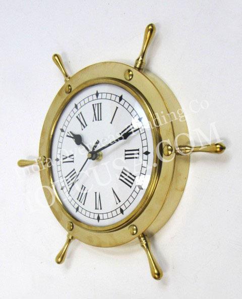 Solid brass ships wheel wall mounted  clock $29.95
