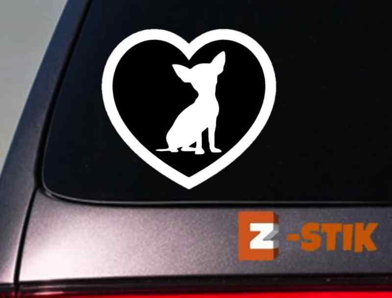 Chihuahua heart sticker decal laptop dog window rescue love