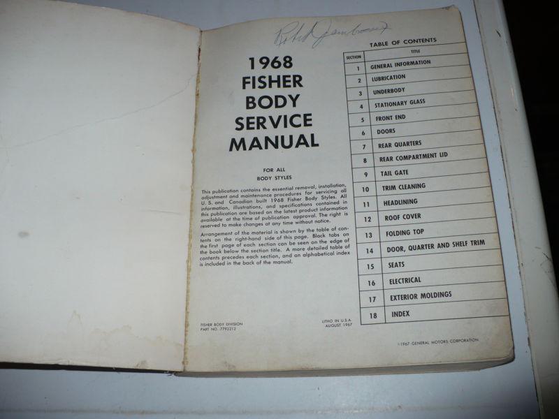 Body by Fisher 1968 Service Manual for all body styles, US $24.99, image 3