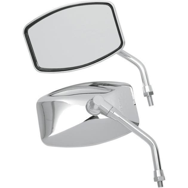 Emgo big one mirror set rectangular 10mm chrome universal