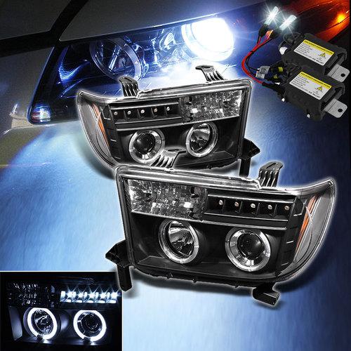 Slim 6000k xenon hid+07-13 tundra halo led projector headlights head lights set
