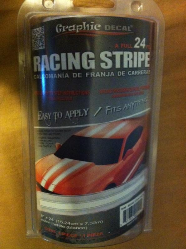 Vinyl graphic decal pro racing stripe white 3 stripes 1 fat 2 thin 6"x24' 2avail