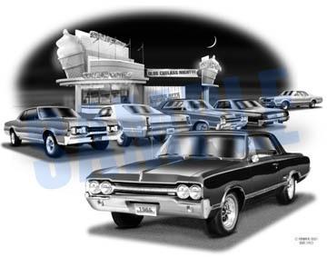 Oldsmobile 65,66,67 muscle car art print   ** free usa shipping **