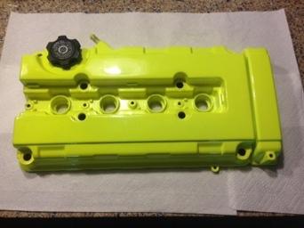 Valve cover powder coated neon yellow shaved b16a b18c vtec dohc gsr type r