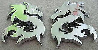 Car truck ~ dragon ~ badge emblem sticker set of 2pcs chrome finished