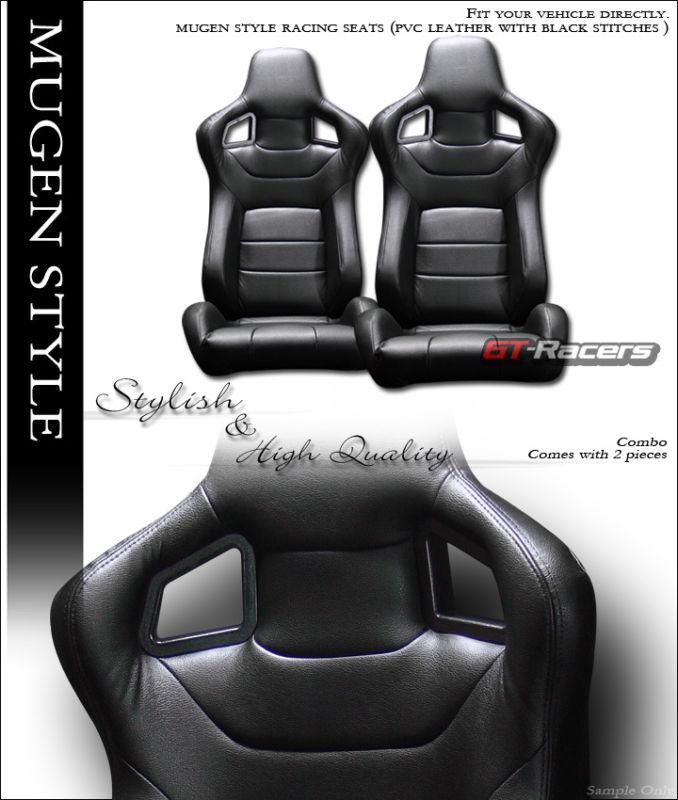 Mu sport style jdm blk pvc leather racing bucket seats+sliders l+r for vw volvo