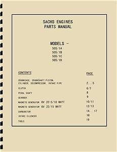 Sachs 505 moped engines parts manual 505/1a, 1b, 1c, 1d