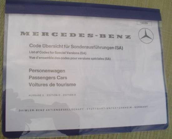 Mercedes w113 280sl 250sl 230sl options & accessories codes list manual