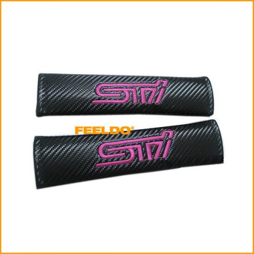2x car carbon fiber texture seat belts cover shoulder pads for sti #3116