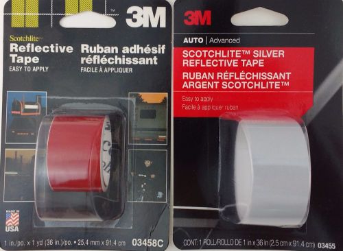 3m scotchlite reflective tapes 1" x 36" (2.54cm x 91.4cm) select: red or silver
