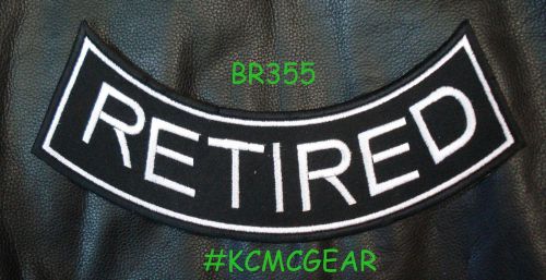 Retired white iron and sew on bottom rocker patch for biker jacket vest br355sk