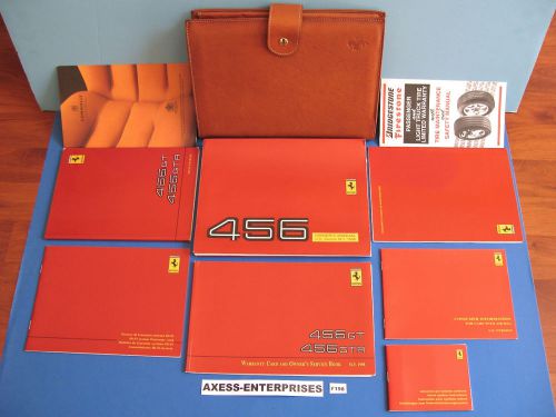 1998 ferrari 456m gt gta owners manuals technical books + leather pouch set f198