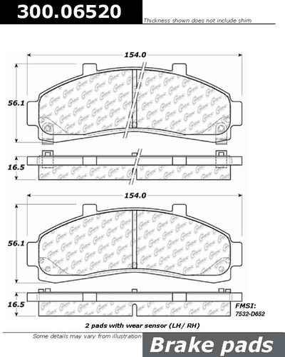 Centric 300.06520 brake pad or shoe, front-premium semi-met pads w/shims