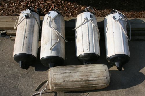 Taylor made 8 x 24 white boat fenders with line and fendergrips