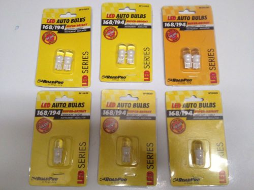 New, one (1) lot of 9-total 168/194 led instrument panel bulbs, by roadpro