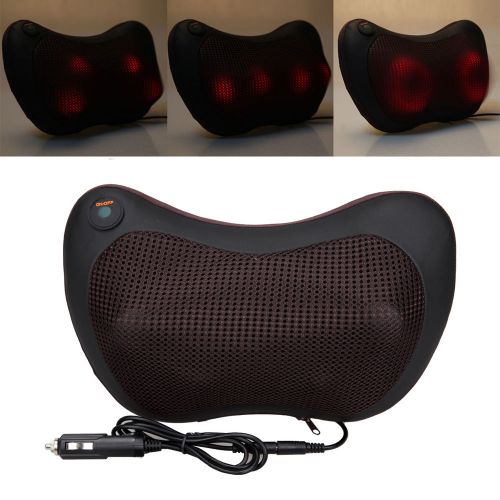 Heat multifunction lumbar neck massage pillow with dc 12v plug/car line adapter