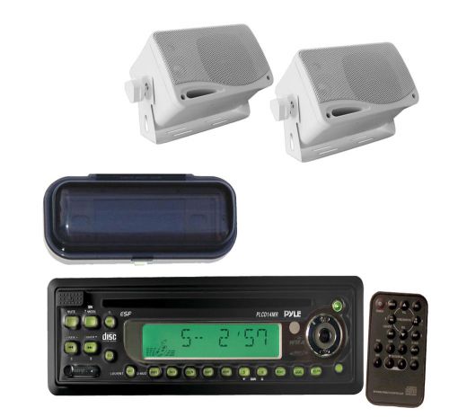 New marine cd/cdr/cdrw/mp3/wma player,2 black box speakers, splash cover, remote