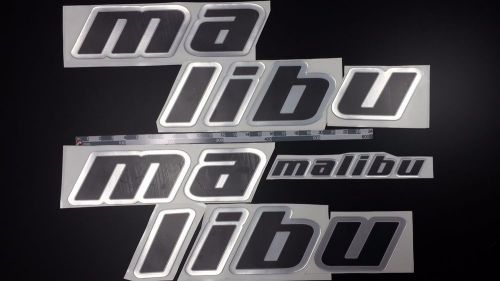 Malibu boat emblem 36&#034; stickers set black chrome - adesivi barca - pegatinas