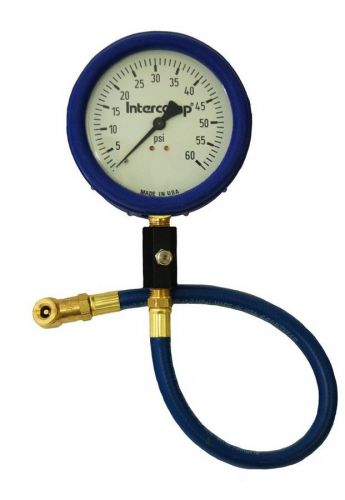 Intercomp 4" ultra deluxe 60psi air pressure gauge 17" hose longacre joes imca