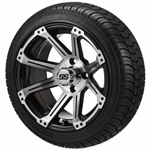Set of 4 - 205/30-14 tire on a 14x7 black/machined type 11 wheel w/free freight
