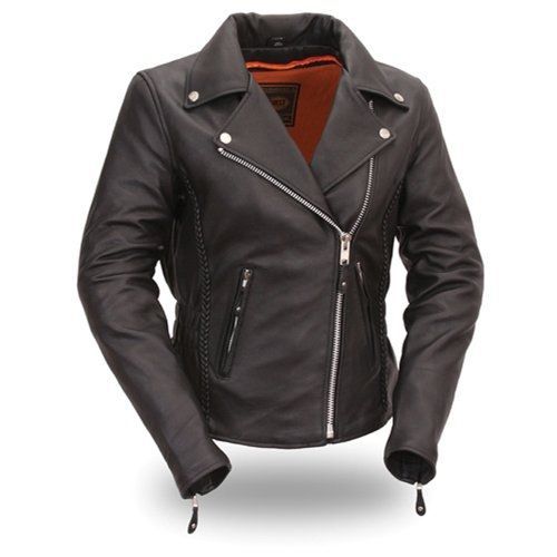 First manufacturing women's hourglass motorcycle jacket (black, xxxxx-large)