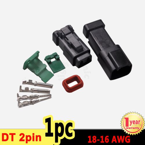 1 set deutsch dt 2 pin black connector kit 18-16 ga contacts male and female
