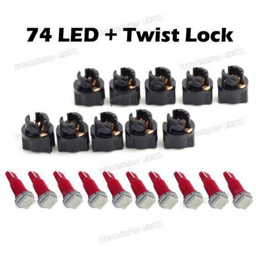 10x t5 pc74 73 hole twist socket instrument panel cluster red gauge light bulb