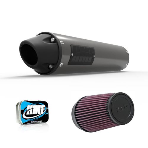 Hmf honda trx 450r 2007 - 2014 slip on blackout exhaust muffler + jet kit + k&amp;n