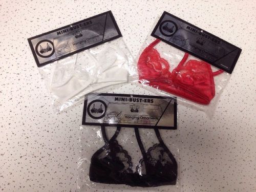 11- rear view mirror mini-bust-ers mini bra ornament black,white or red