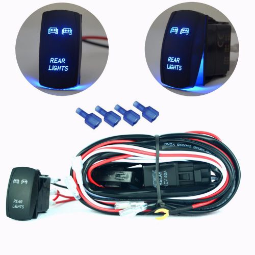 Wiring harness relay laser rocker switch blue led light rear on off truck boat