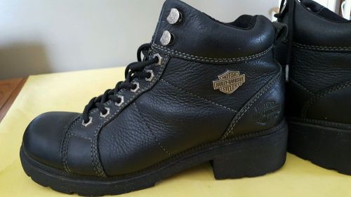 Harley davidson motorcycle womens black leather riding boots sz 8.5 #84280