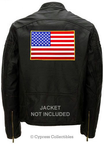 American flag embroidered biker vest patch large iron-on us usa patriotic emblem