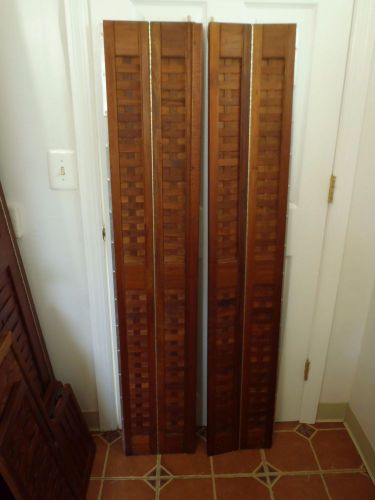 Teak boat/marine rv folding double door with a basket weave design &amp; hinges