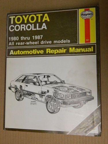 1980 thru 1987 toyota corolla haynes automotive repair manual