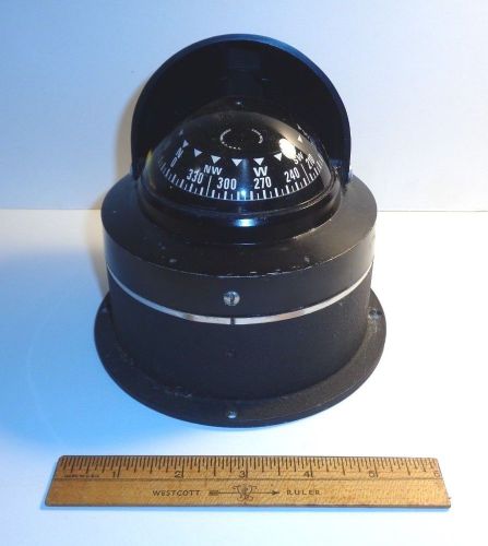 Aqua meter, ship&#039;s compass. deck mount w/half dome shield, mfg. roseland, nj