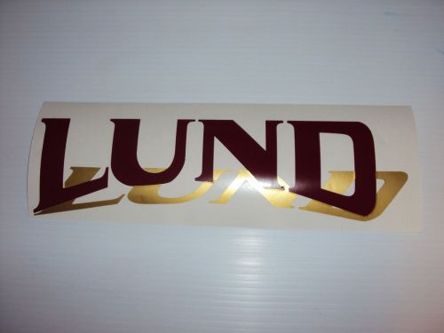 Lund boat decals graphics marine vinyl burgundy and gold metallic cast shadow