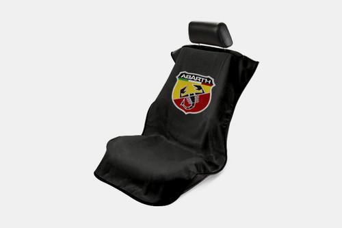 Custom colored towel seat cover w abarth logo emblem cotton washable protector