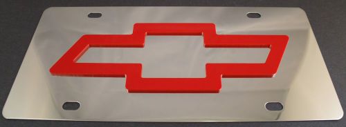 Chevrolet red logo stainless steel license plate - chssrd