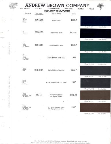 1935 1936 1937 plymouth 35 36 37 andrew brown company 3637 brolite paint chips