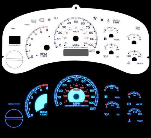 99-02 silverado full size truck blue indiglo glow white gauges 99 00 01 02