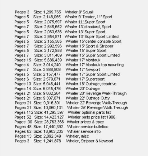 80's boston whaler parts manuals on dvd, from 9' squall to 25' revenge walk-thru