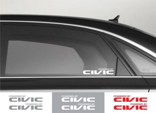 2pcs powered by civic window vinyl decal sticker emblem logo graphic racing