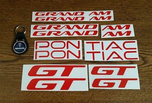 Pontiac grand am vinyl decal sticker set grand am gt + keychain red