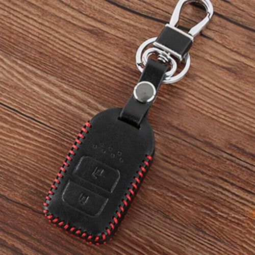 Black pu leather car key holder covers remote key case trim cover for hr-v vezel