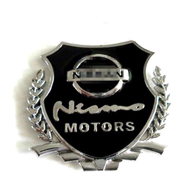 2 pc silver metal car marked  emblem badge graphics decals stickers for "nissan"