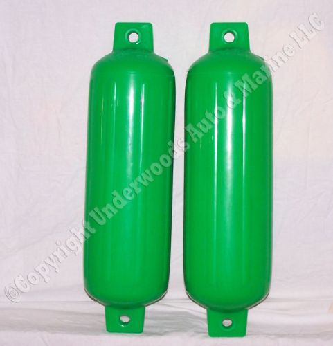 Bright green boat fenders 11'' x 30'' polyform g6 set of 2 bumpers new usa
