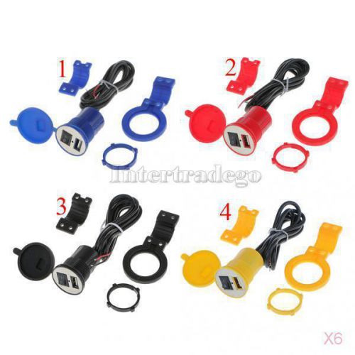 6x motorcycle usb power port charger waterproof cellphone charger 12v blue